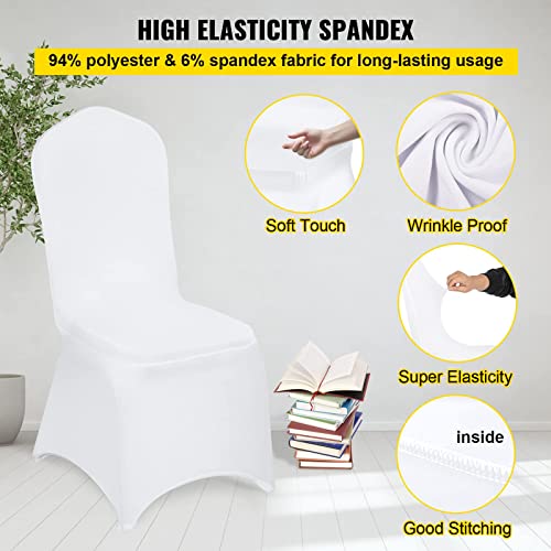 100 White Polyester Spandex Chair Covers for Weddings