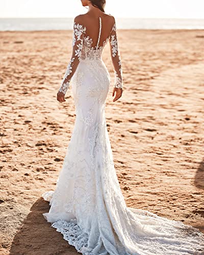 Bohemian Lace Mermaid Wedding Dress for Beach Party