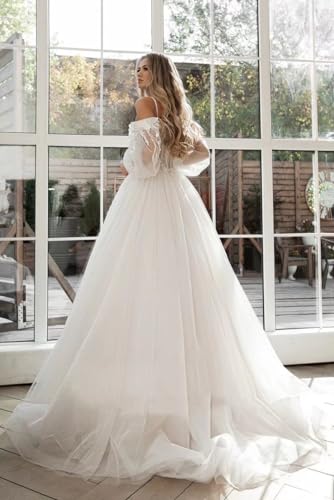 SoDigne 2024 Cold Shoulder Lace Wedding Gown White