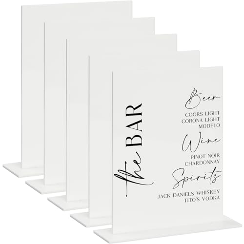 Pack of 5 White Acrylic DIY Wedding Table Signs