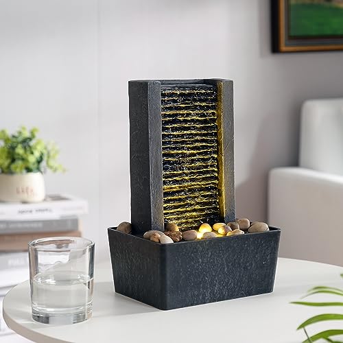 HaoBos 10.4" Indoor Fountain with LED Light/Cobbles