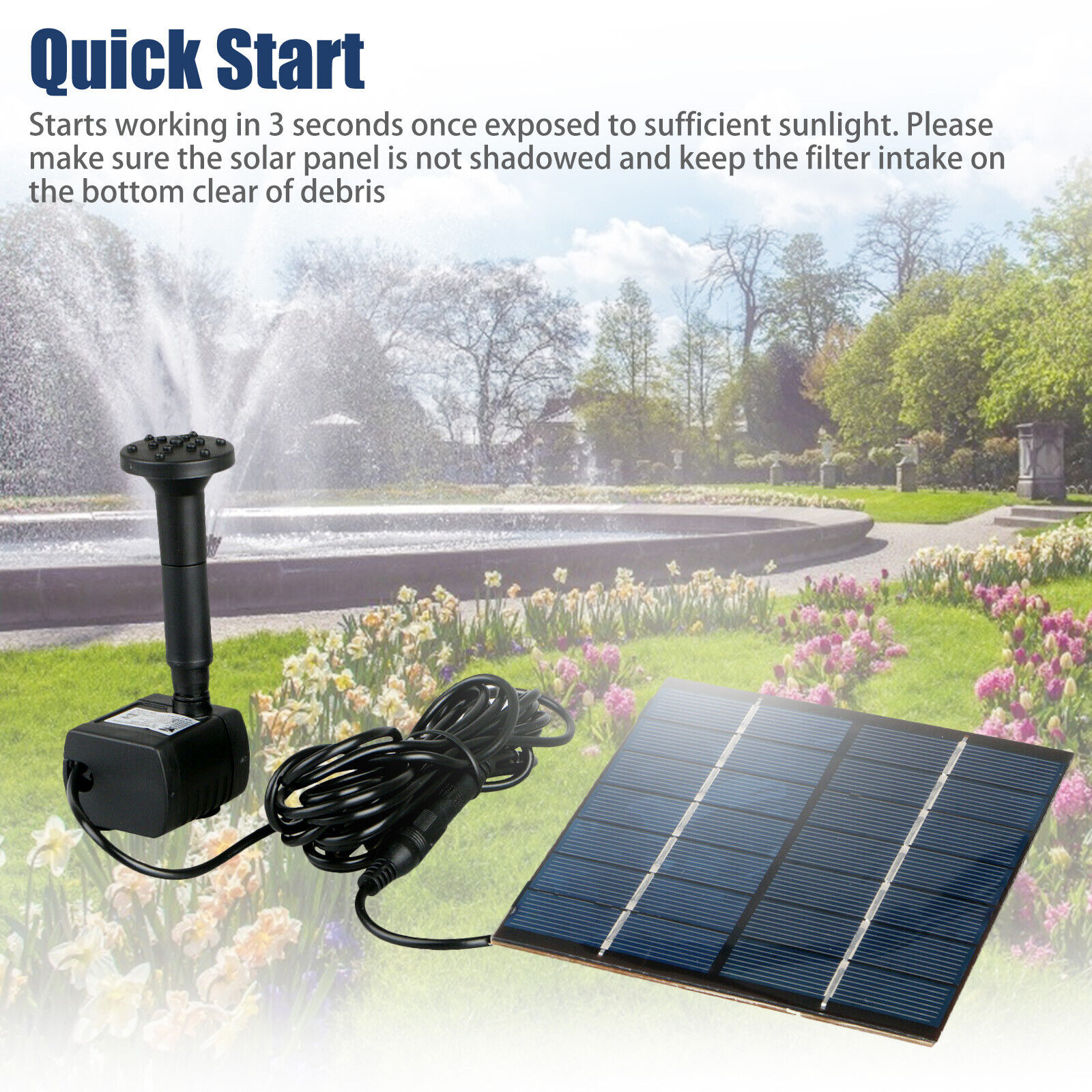 Solar Powered Submersible Floating Fountain for Bird Bath