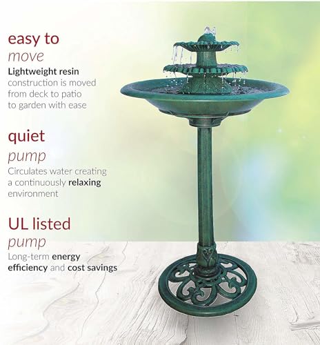 Alpine TEC106 Outdoor 3-Tier Pedestal Water Fountain, 35