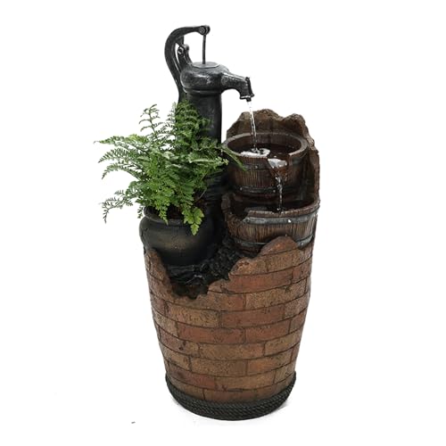 Glenville Water Pump Cascading Fountain in Brown/Black