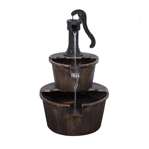 Alpine 2-Tiered Barrel Water Fountain, 27", Bronze