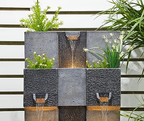 Modern 3-Tier Cascading Fountain with Lights for Outdoor Gardens