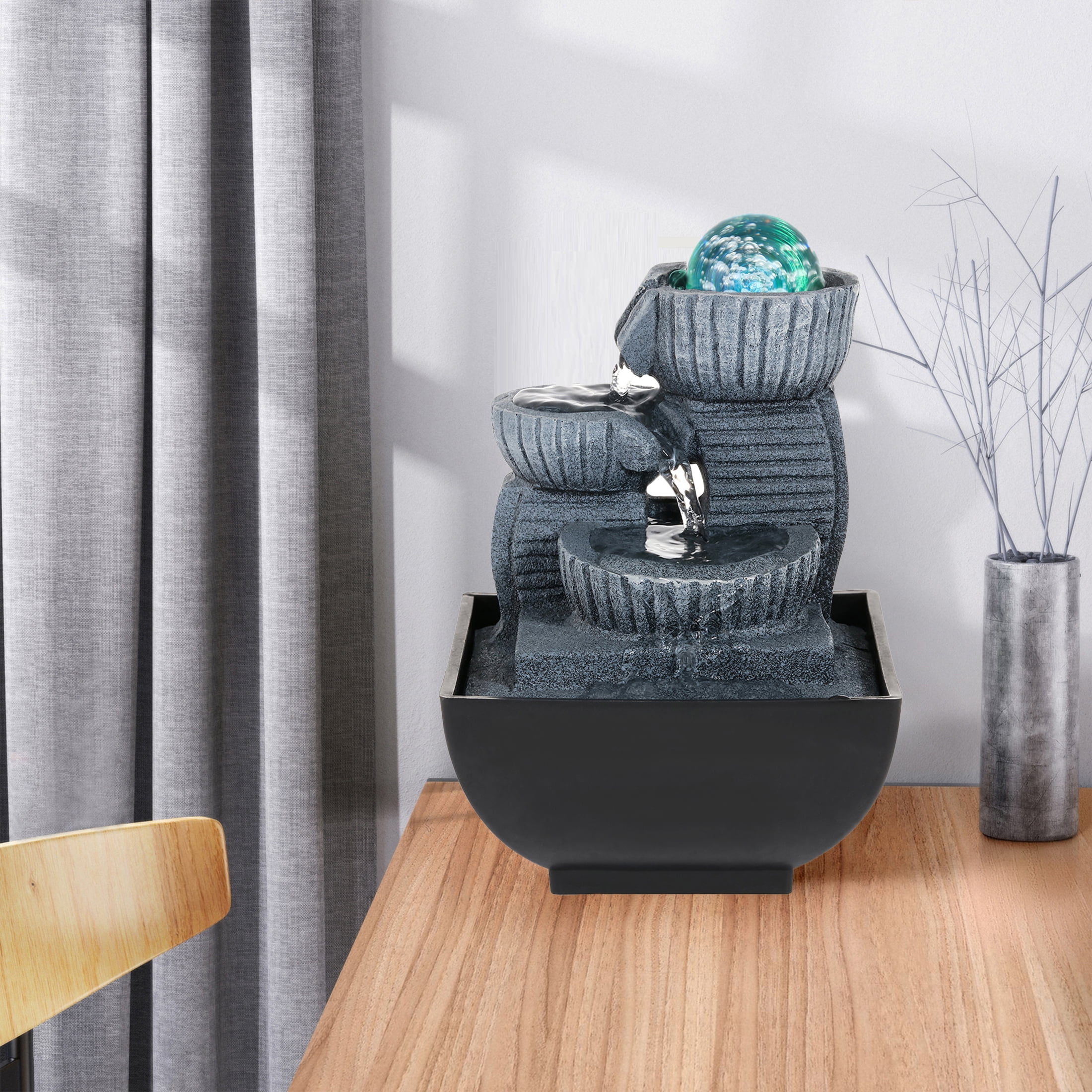 Indoor Tabletop Fountain with LED Light & Rolling Ball