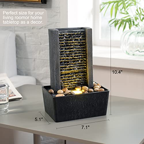 HaoBos 10.4" Indoor Fountain with LED Light/Cobbles