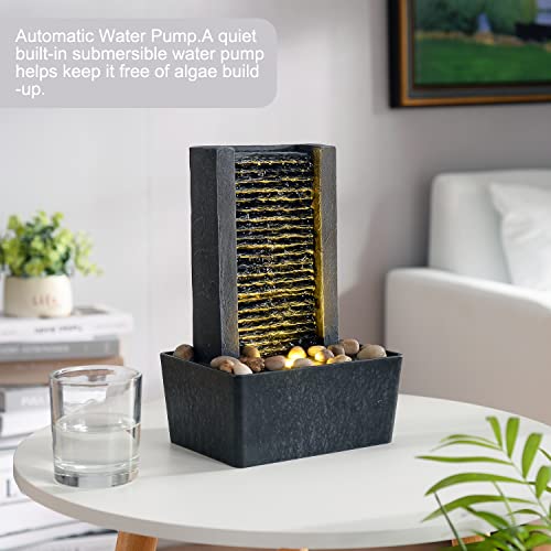 HaoBos 10.4" Indoor Fountain with LED Light/Cobbles