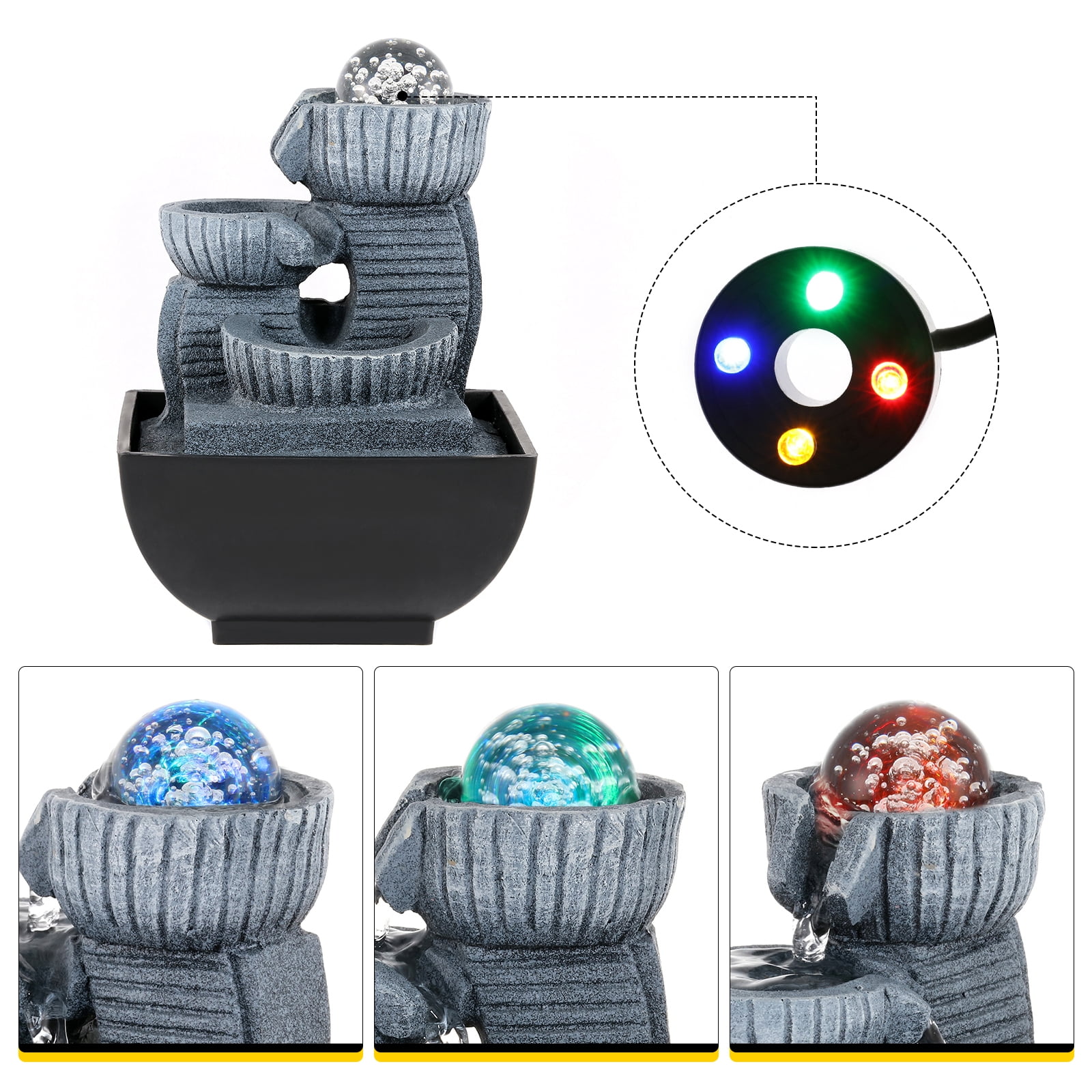 Indoor Tabletop Fountain with LED Light & Rolling Ball