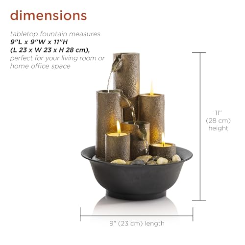 Alpine Corporation Tiered Tabletop Water Fountain with Candles