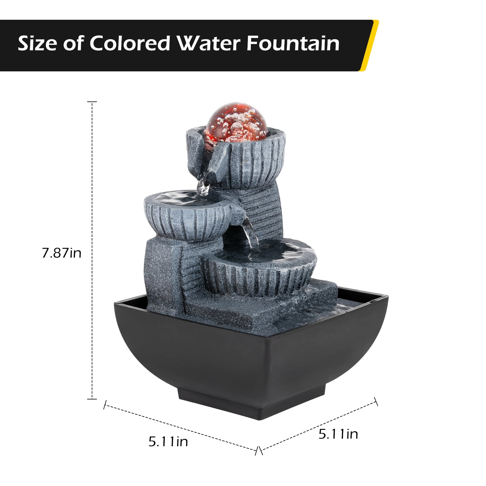 Indoor Tabletop Fountain with LED Light & Rolling Ball