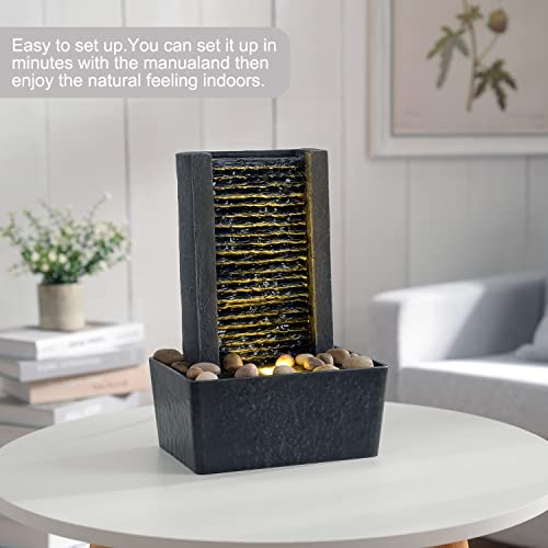 HaoBos 10.4" Indoor Fountain with LED Light/Cobbles