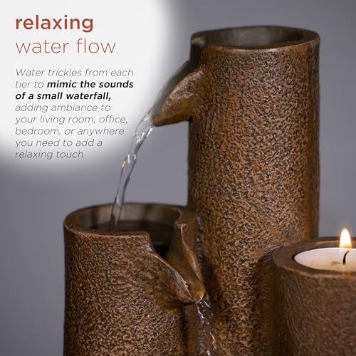 Alpine Corporation Tiered Tabletop Water Fountain with Candles