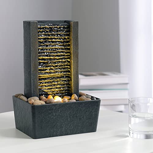 HaoBos 10.4" Indoor Fountain with LED Light/Cobbles