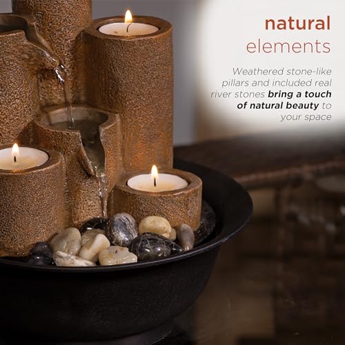 Alpine Corporation Tiered Tabletop Water Fountain with Candles