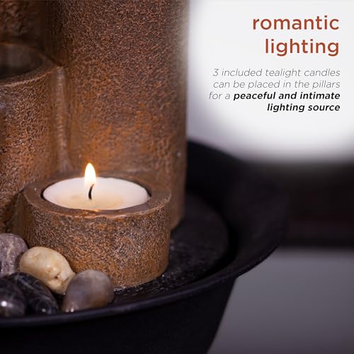 Alpine Corporation Tiered Tabletop Water Fountain with Candles