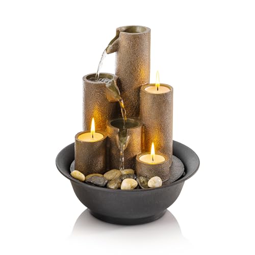 Alpine Corporation Tiered Tabletop Water Fountain with Candles