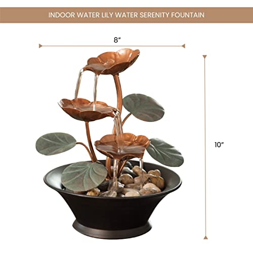 Indoor Water Lily Serenity Fountain - Compact Tabletop
