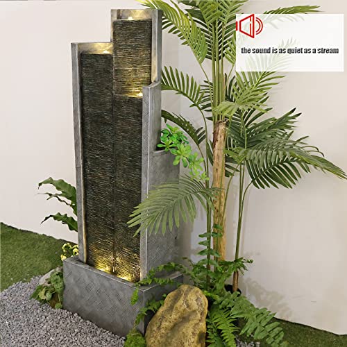 Contemporary Curves Water Fountain with Lights and Pump