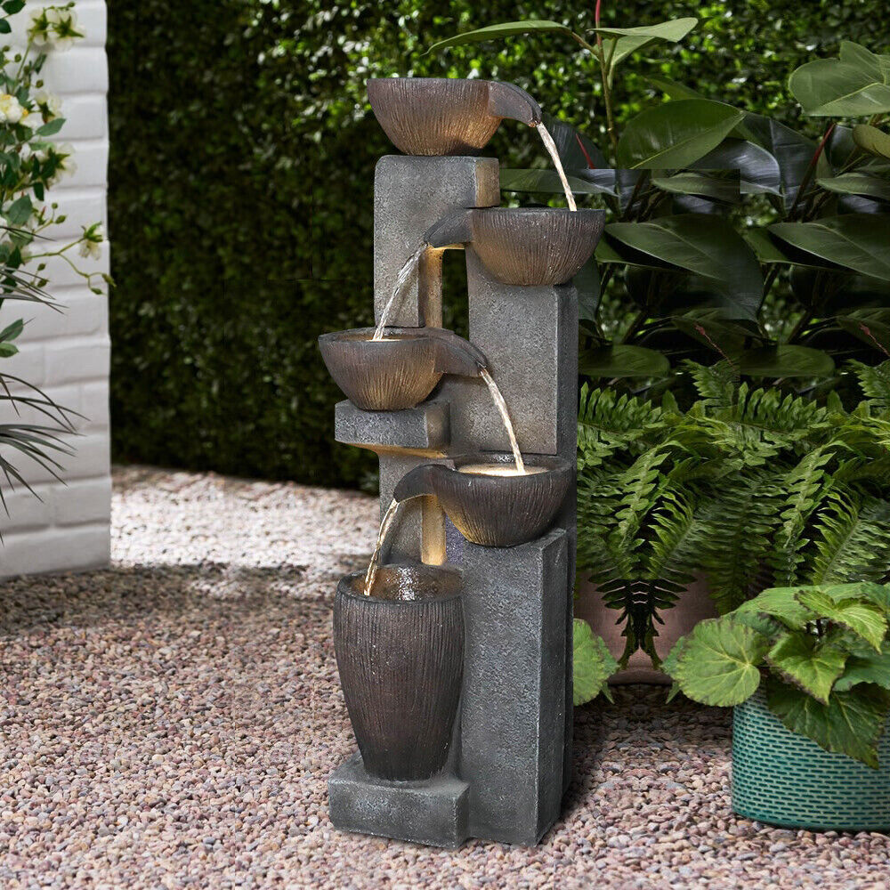 5-tier Outdoor Water Fountain with LED Lights