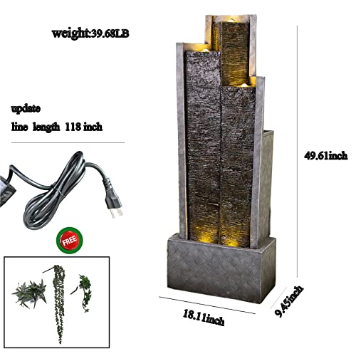 Contemporary Curves Water Fountain with Lights and Pump