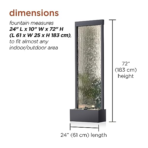 Alpine Mirror Waterfall with Decorative Stones and Light