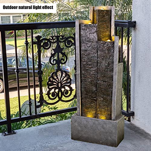 Contemporary Curves Water Fountain with Lights and Pump