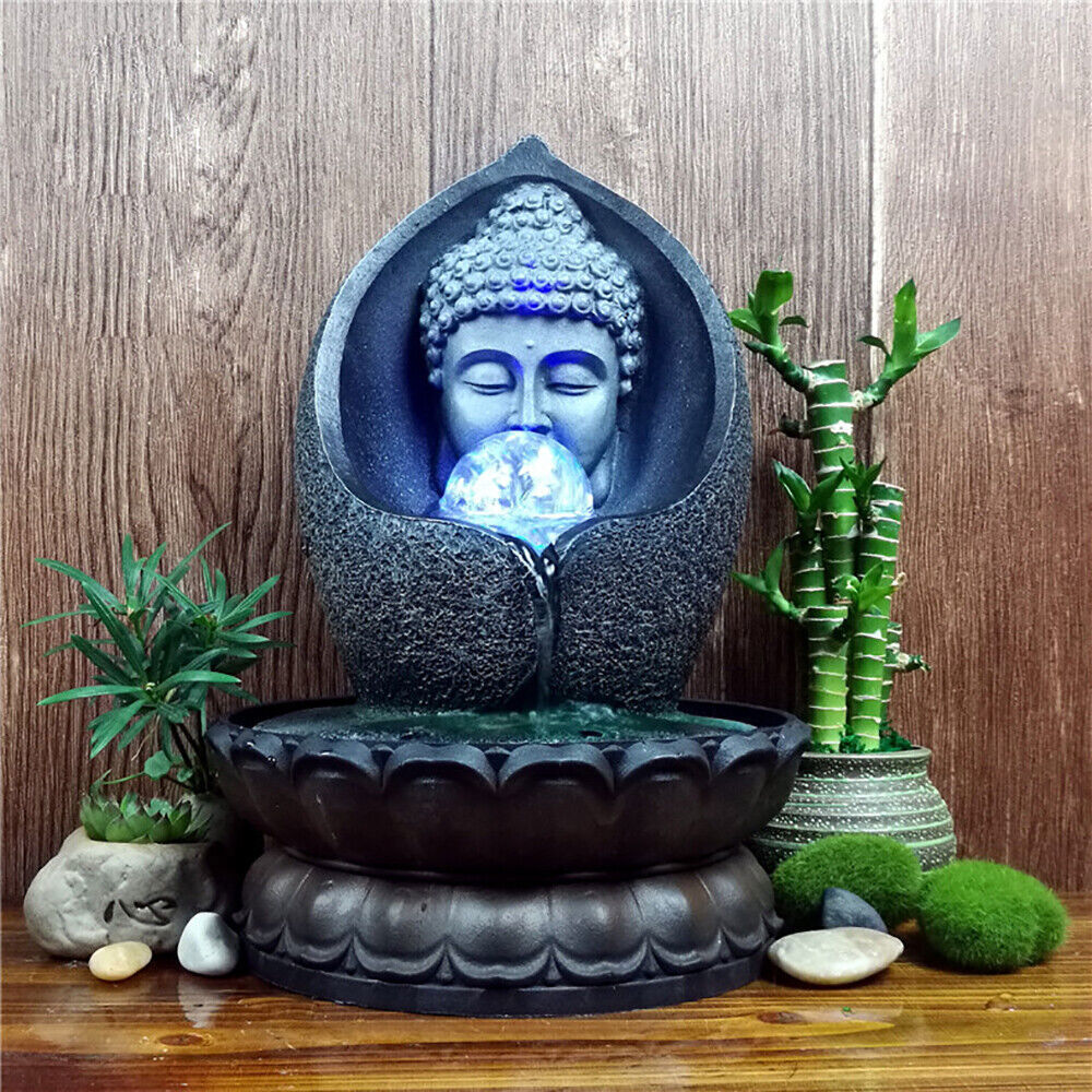 LED Light Ball Tabletop Water Fountain Meditation Waterfall