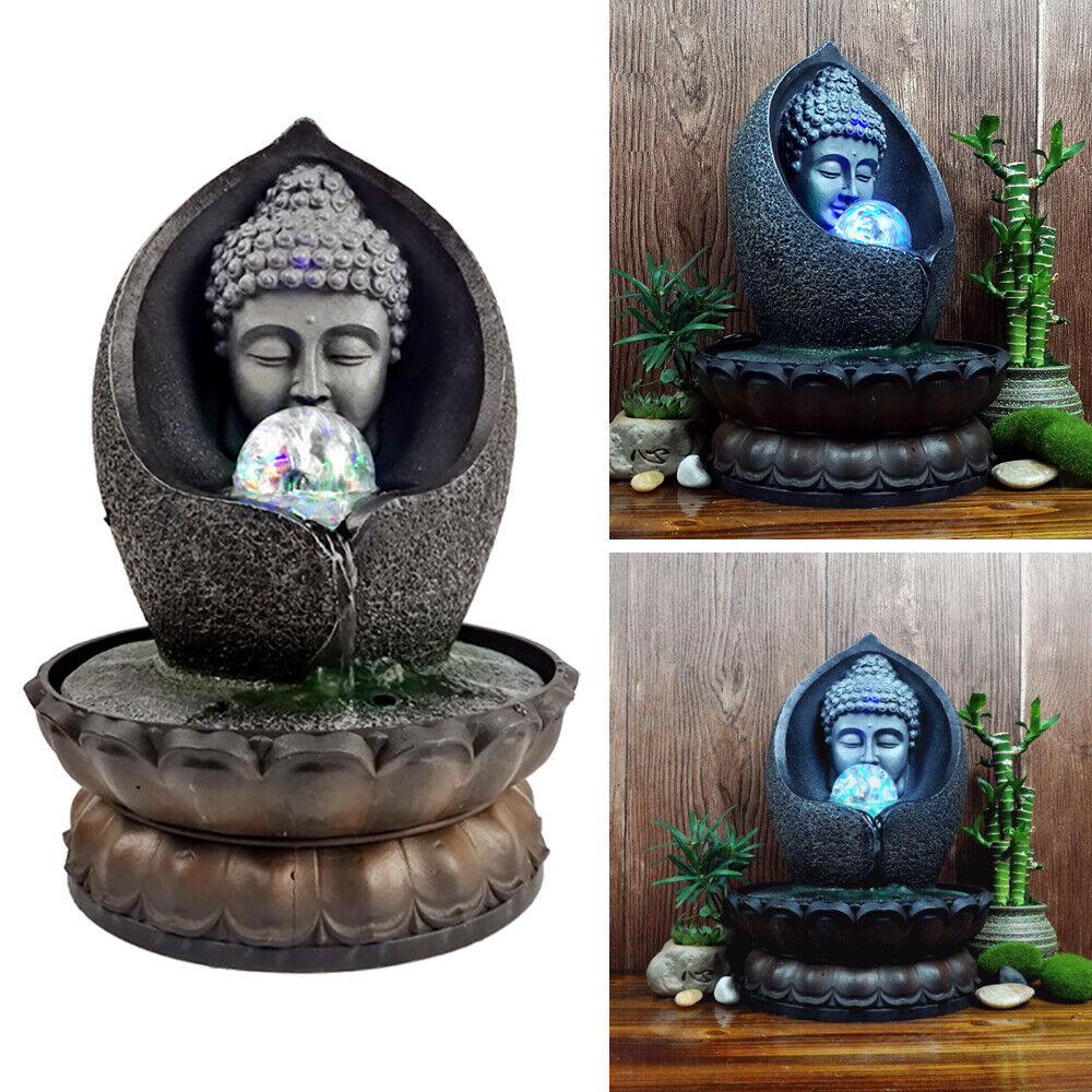 LED Light Ball Tabletop Water Fountain Meditation Waterfall