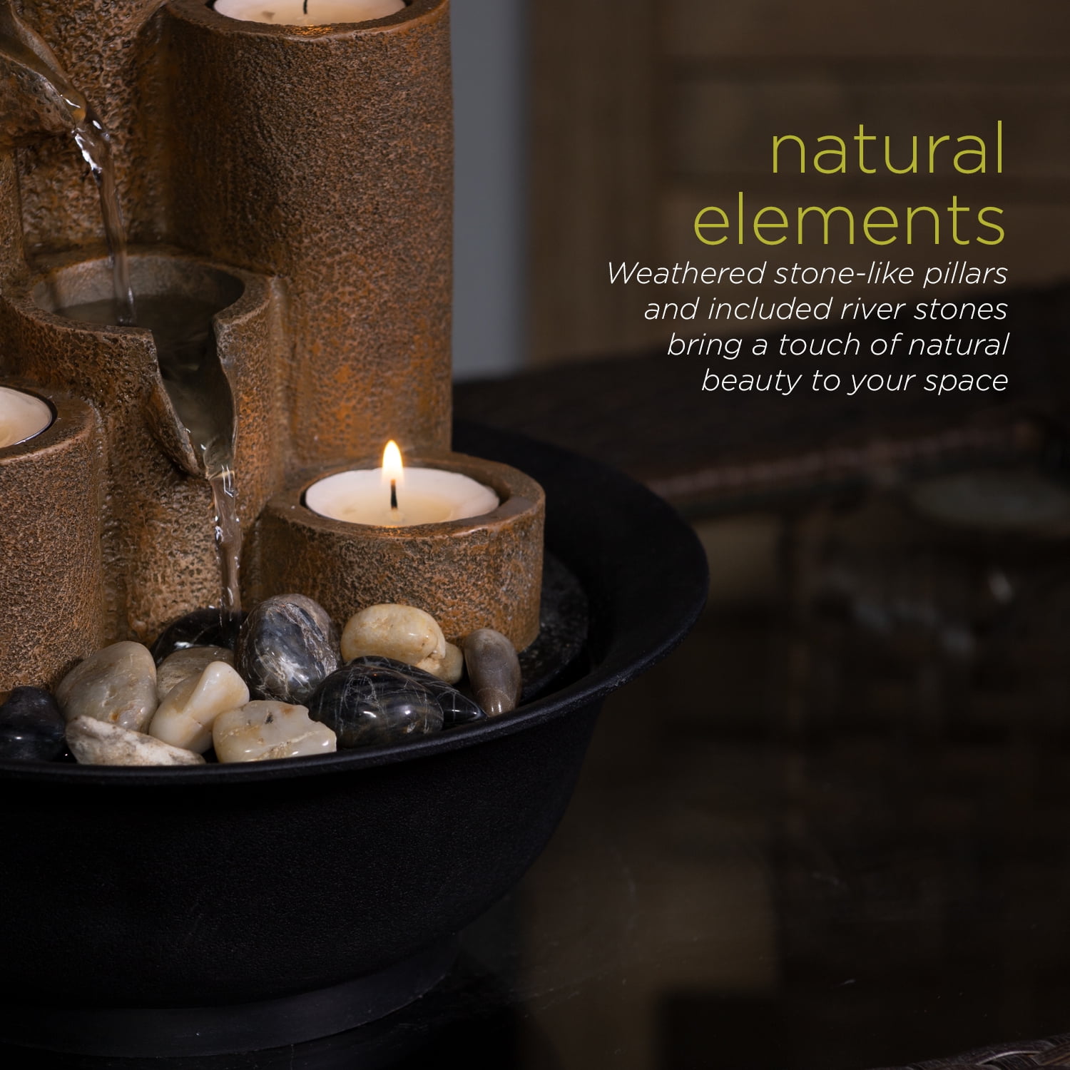 Alpine 11" 3-Tier Polyresin Electric Tabletop Fountain