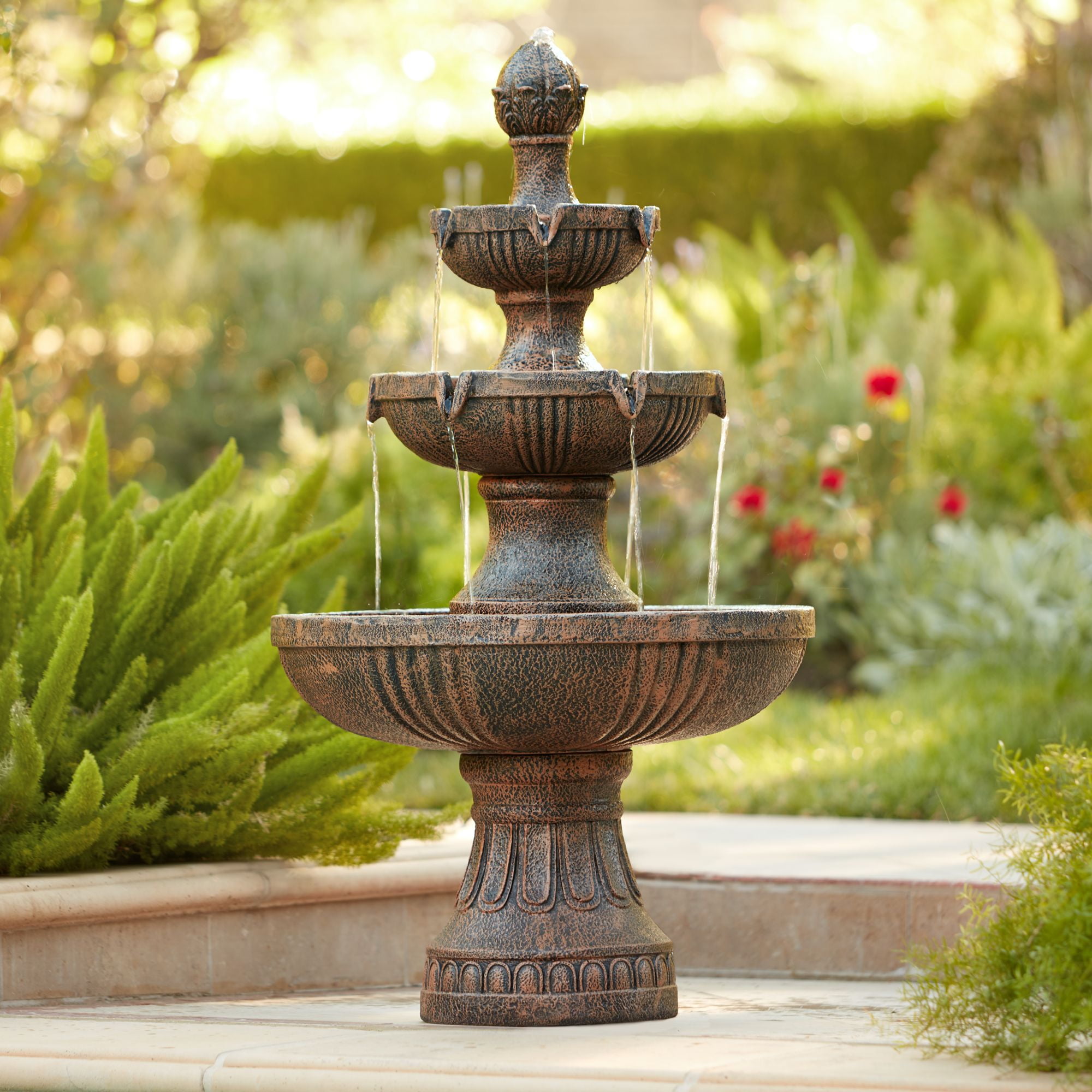 Ravenna Rustic 3 Tier Stone Outdoor Water Fountain