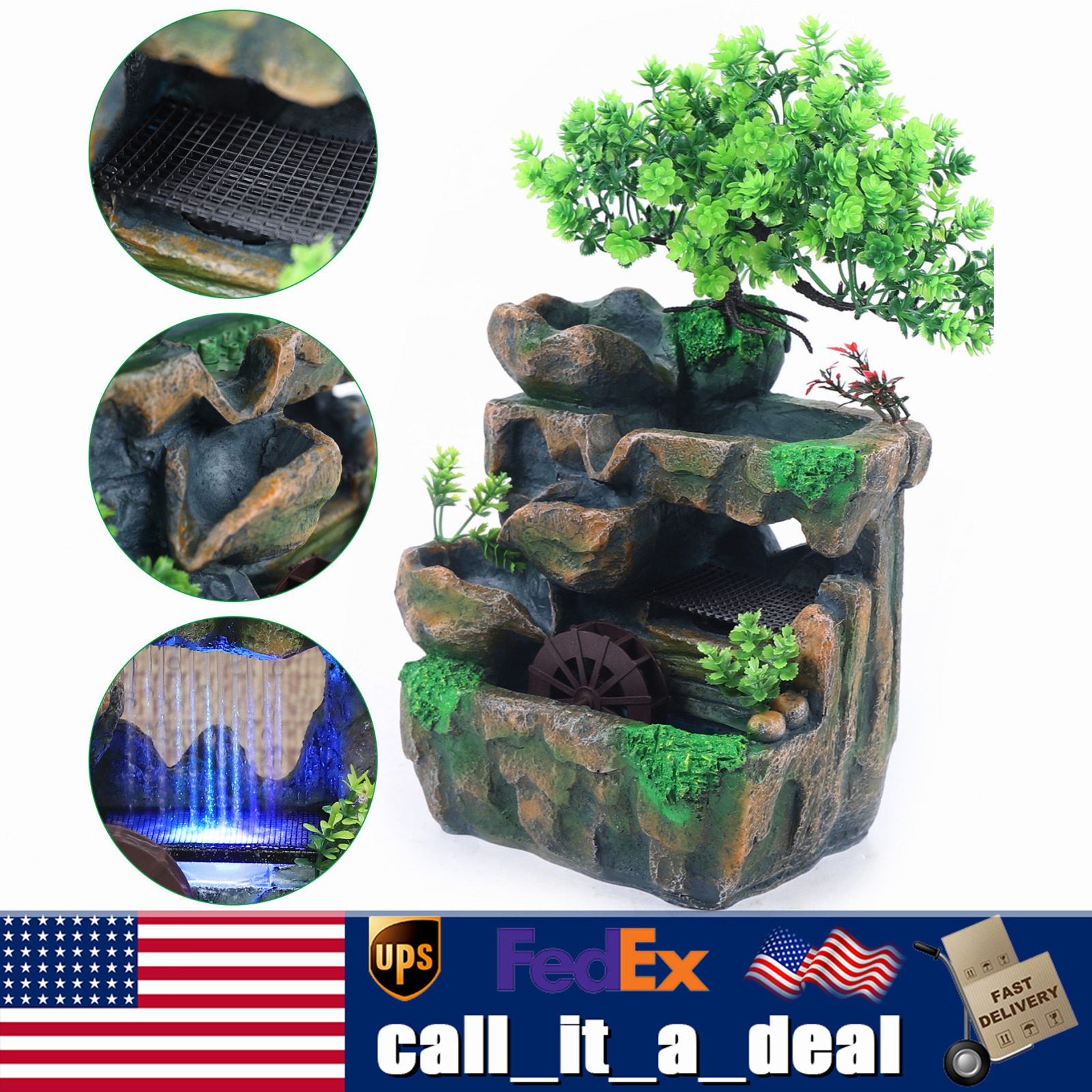 Tabletop Zen Water Fountain with LED Light - Small