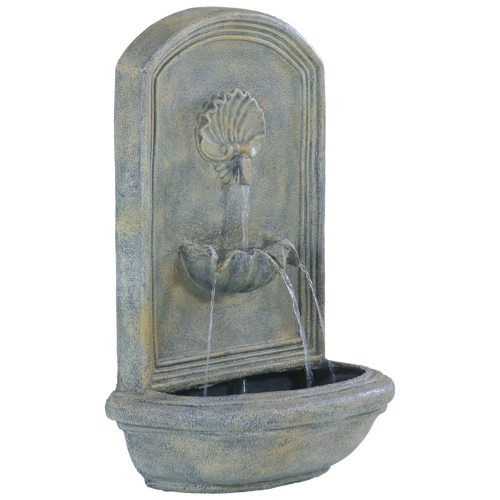 Seaside Polystone Wall Fountain - French Limestone Sunnydaze