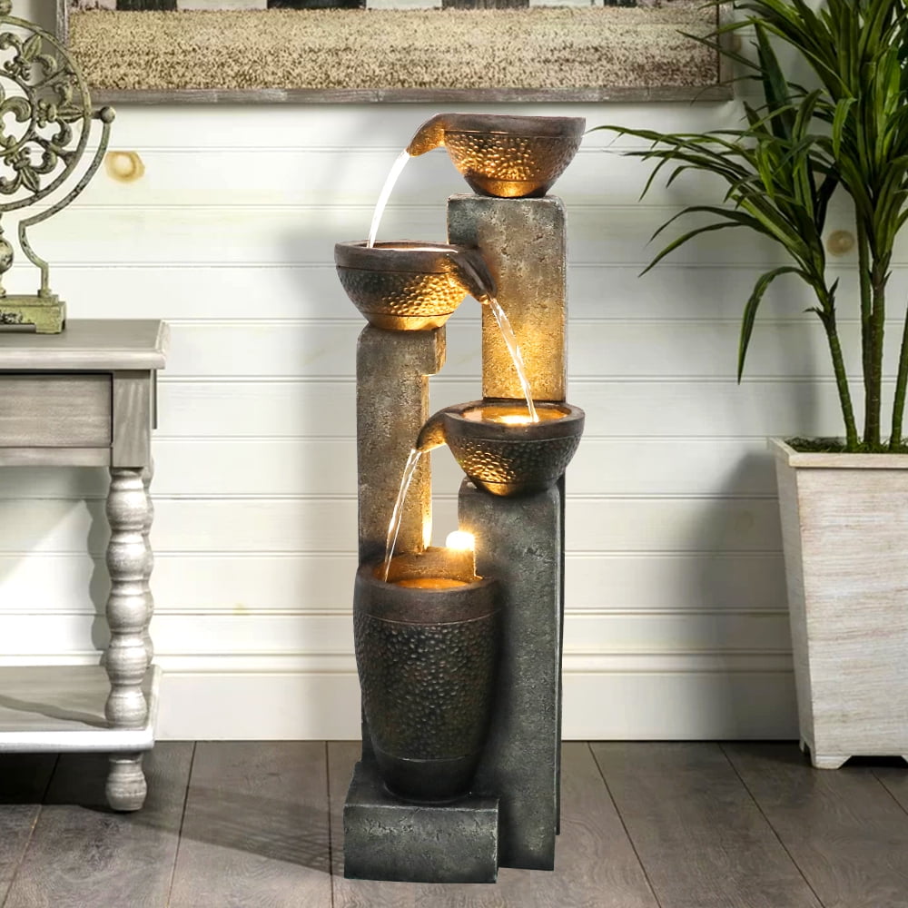 4-Tier Pots Garden Water Fountain - Decor for Yard