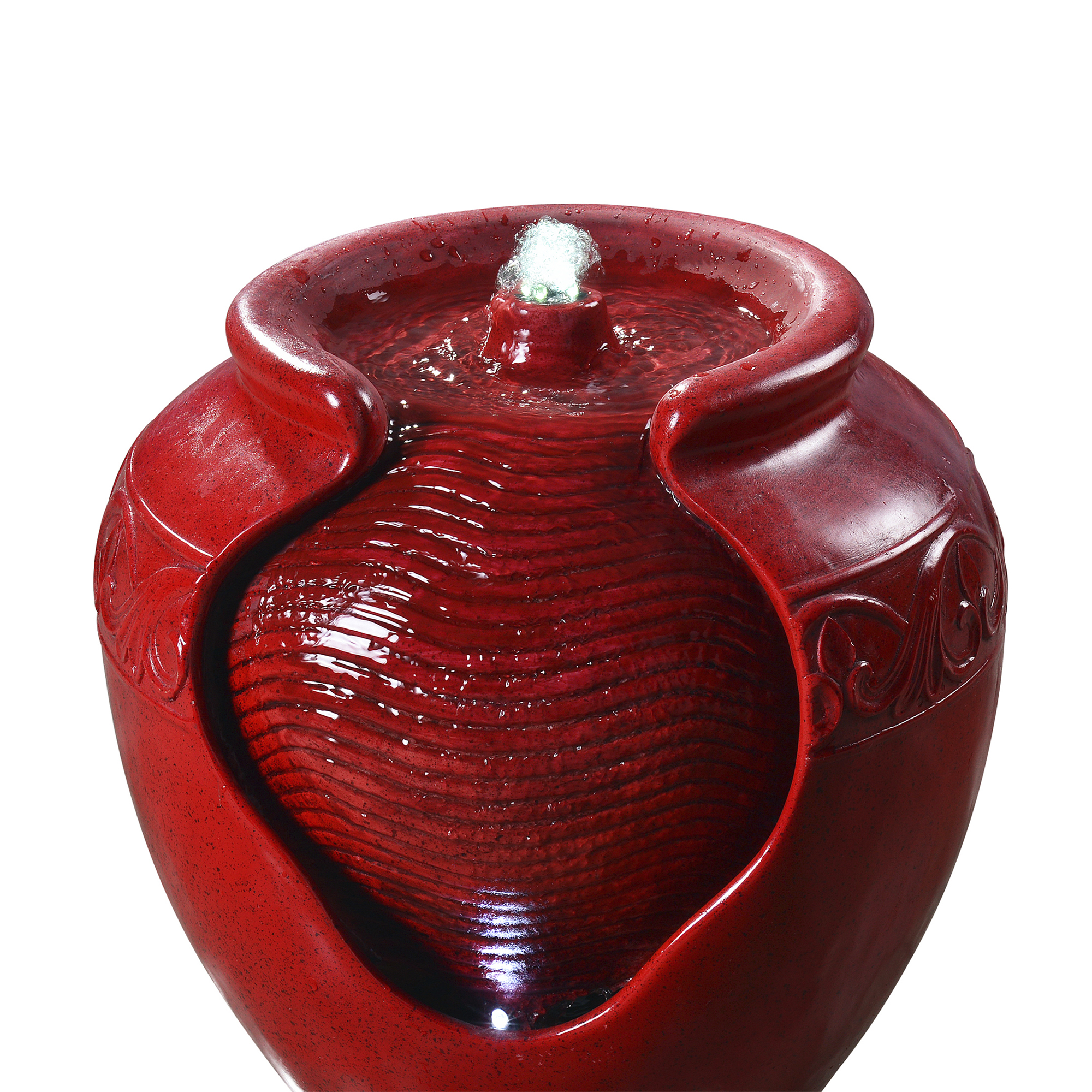 Teamson Home Glazed Pot Outdoor Fountain with LED