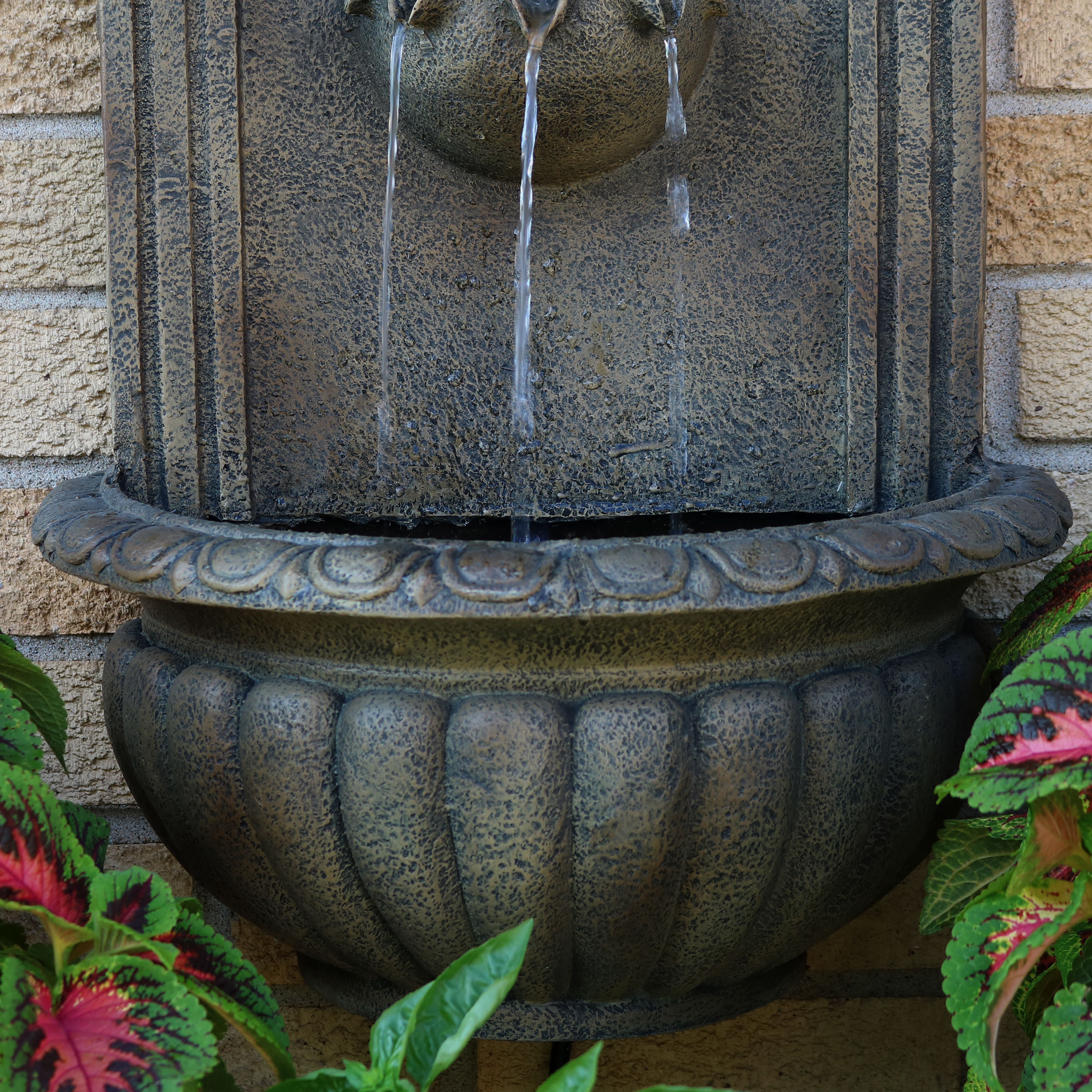 27" Electric Polystone Florence Outdoor Wall-Mount Water Fountain