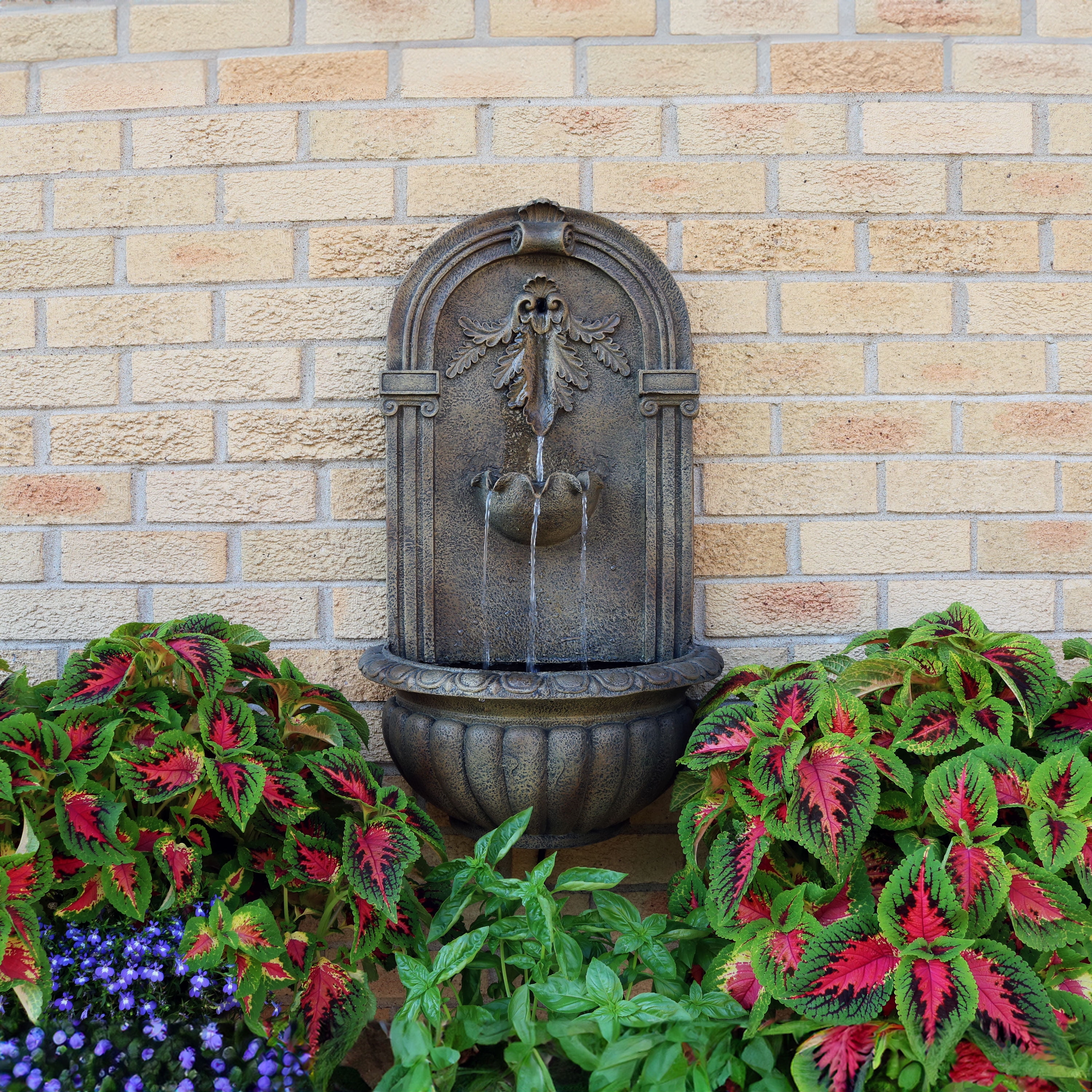 27" Electric Polystone Florence Outdoor Wall-Mount Water Fountain