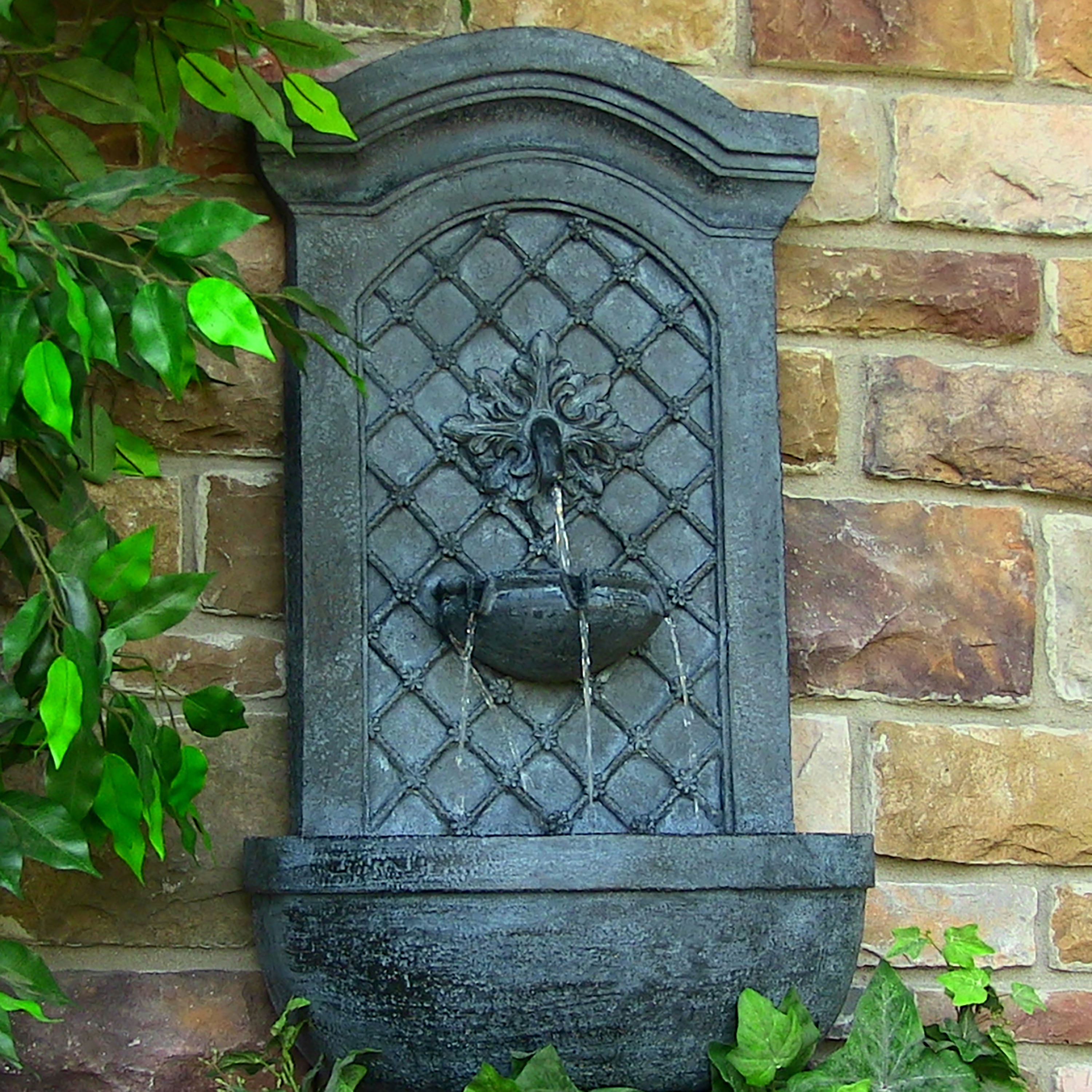 Sunnydaze Polystone Rosette Leaf Outdoor Wall-Mount Water Fountain