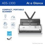 Brother ADS-1300 Compact Scanner with Double-Sided Scanning