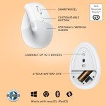 Logitech Lift Wireless Vertical Ergonomic Mouse - Off White