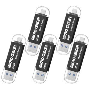 INLAND 5-Pack 32GB Dual USB Flash Drives