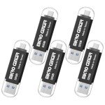INLAND 5-Pack 32GB Dual USB Flash Drives