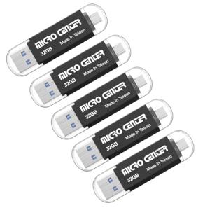 INLAND 5-Pack 32GB Dual USB Flash Drives