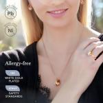 Amber Brown Birthstone Pendant Necklace in Rose Gold