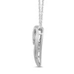 Sterling Silver Double Heart Diamond Pendant Necklace