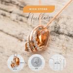 Amber Brown Birthstone Pendant Necklace in Rose Gold