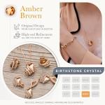 Amber Brown Birthstone Pendant Necklace in Rose Gold