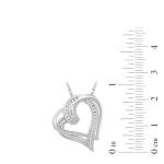 Sterling Silver Double Heart Diamond Pendant Necklace