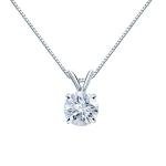 Moissanite Solitaire Pendant Necklace in 14k White Gold
